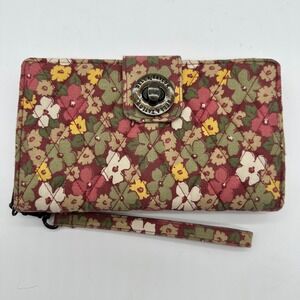 Bella Taylor Autumn Garden RFID Cash System Wallet Floral Wristlet Burgundy